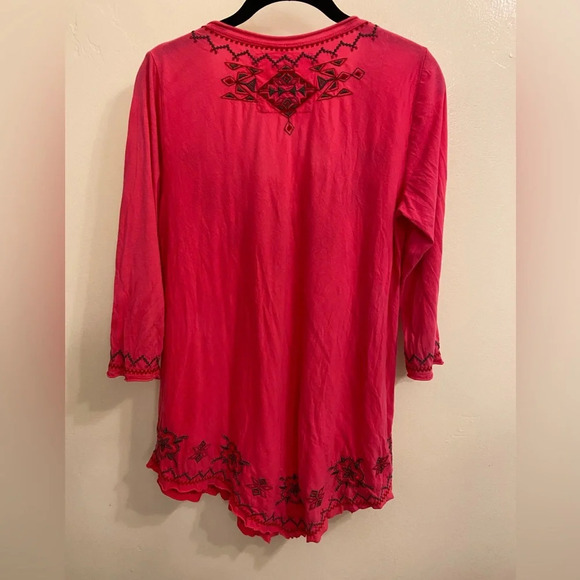 Johnny Was Embroidered Flowers Quarter Sleeve Blouse Pink Size Small - Picture 2 of 8